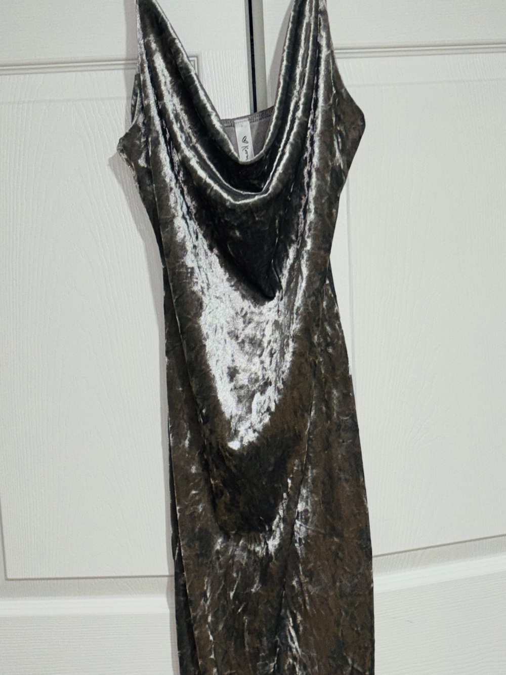 Silver Velvet Slip Dress – Size Medium